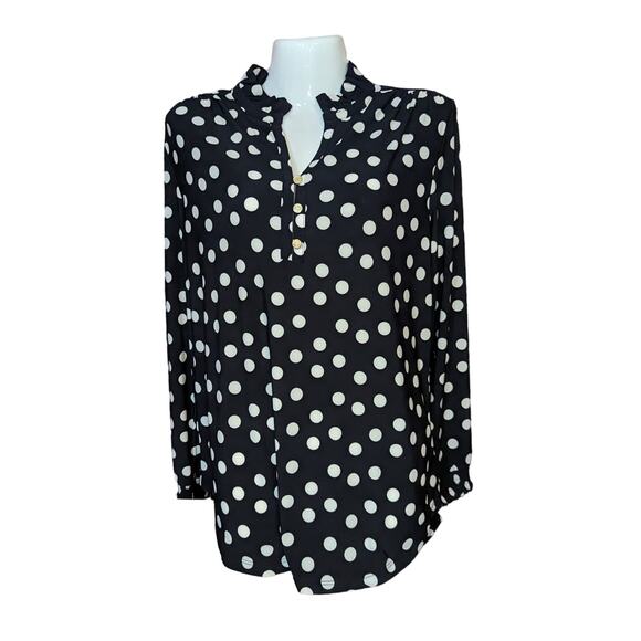 NWT Anne Klein black and white polka-dot blouse Size M - Picture 1 of 7